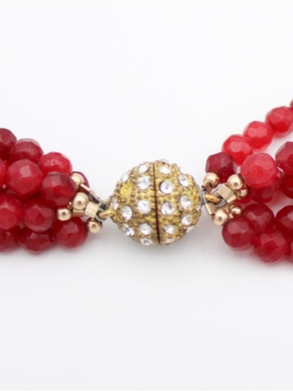 Multi-Strand Red Beaded Necklace - Elegant Layered Style - Picture 2 of 6